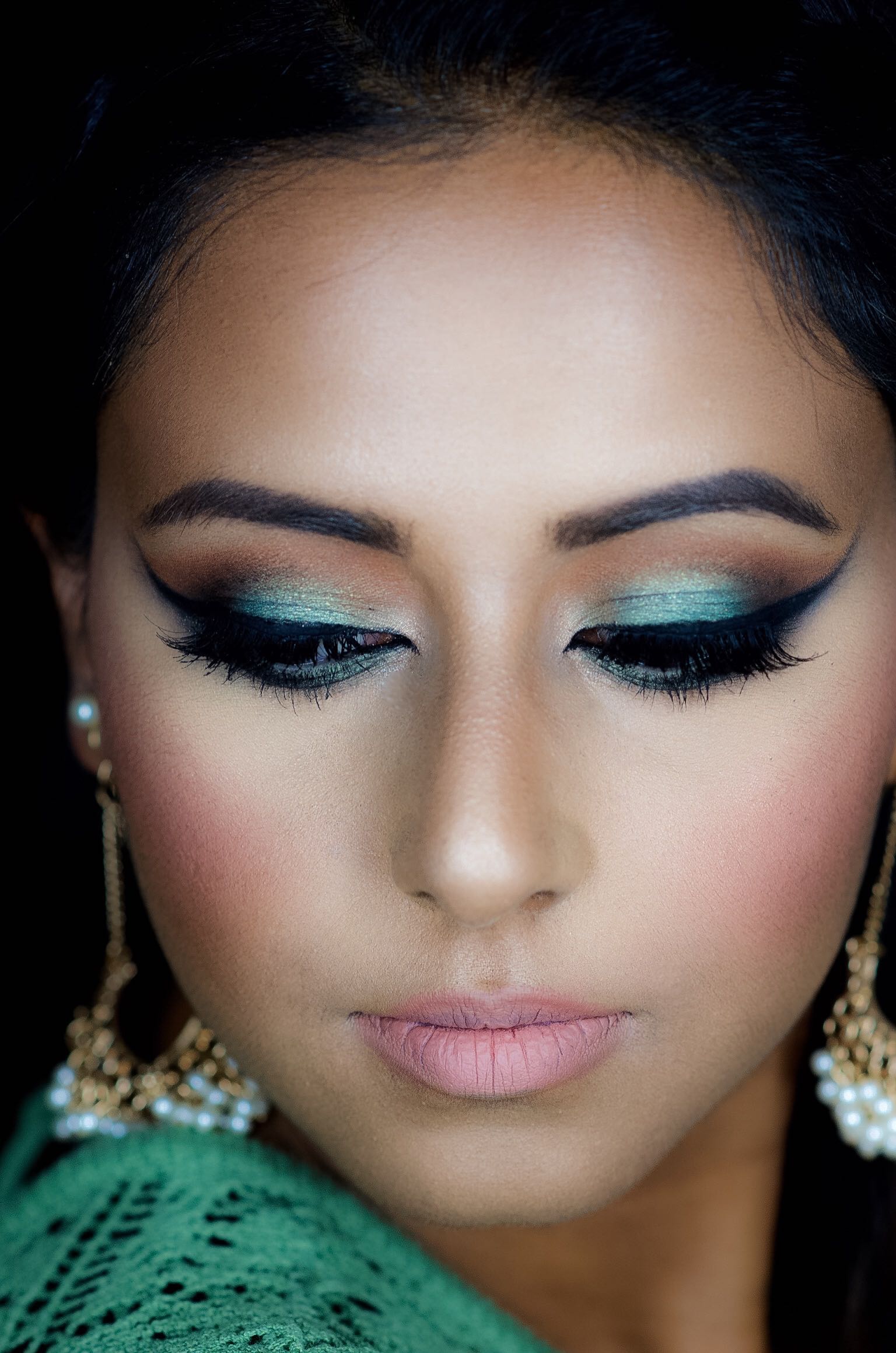 Green & Emerald Eye look – Indian Bridal Makeup Boston
